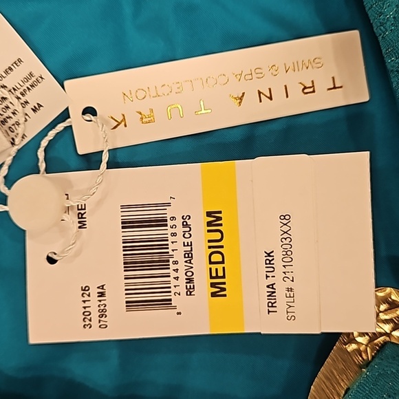 💕TRINA TURK Empire Plunge V-Neck Long-Sleeve Paddle Suit Metro Rose Medium NWT - Picture 11 of 13